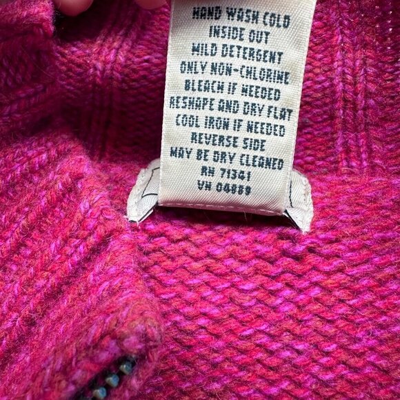 L.L. Bean Womens Knit Sweater Size L Reg Red Pink Marled Lambswool Angora Zip-up - Picture 4 of 9
